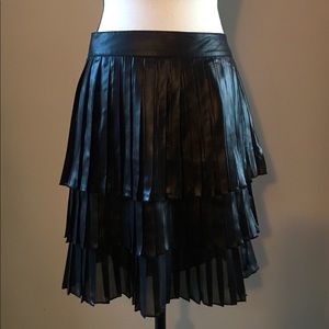 New DKNY Black Tiered Skirt - Leather Appearance